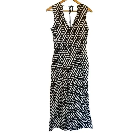 Anthropologie Eva Franco Polka Dot V-Neck Sleeveless Wide Leg Jumpsuit - Women's - Picture 2 of 5